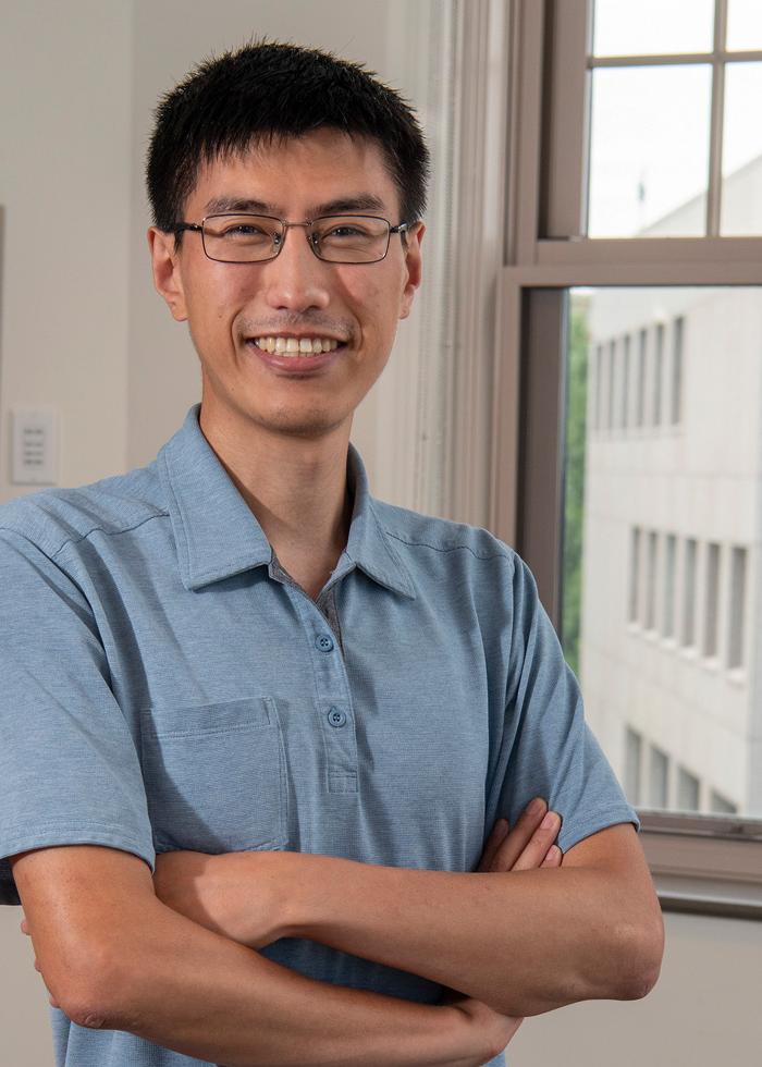 Portrait of Donglai Wei, newly appointed Assist. Prof. (Computer Science) in his office in St. Mary's South 280. Photographed for Kalscheur slideshow and a future issue of Chronicle.